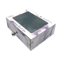 Boîte de rangement de luxe en marbre pour soins de la peau avec fenêtre transparente, boîte cadeau coulissante pour perruques avec insert en satin de soie, logo personnalisé pour montre