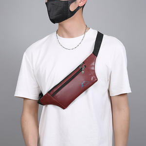 Bolso deportivo para el pecho, color rojo oscuro, multifuncional, bandolera de un solo hombro para uso diario, riñonera para hombre - Product Image 1