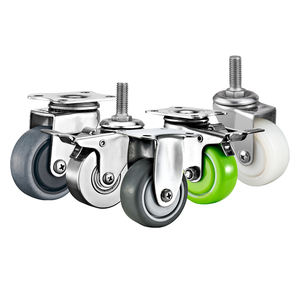 1,5 "2" Edelstahl rollen Kleine <span class=keywords><strong>PU</strong></span> TPR NYLON Massiv stahl Anti statische TPR-Räder Möbel Lenkrad - Product Image 1