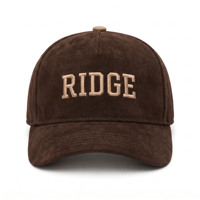 Casquette de baseball structurée en daim marron vintage brodée sur mesure pour homme et femme