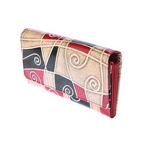 Cartera Larga de Mujer con Patrón Geométrico, de Cuero Genuino, Impermeable, con Forro de Algodón, Acabado Liso, Ranuras para Tarjetas, Estilo Clutch - Product Image 1