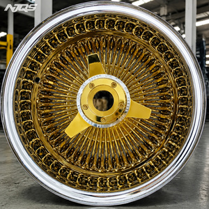 Rodas Raiadas NJQS BRAND 13X7 5 Furos com Tala Larga Invertida e Spinners Knock-Off, compatíveis com Zenith Luxor, Truspoke, Cragar - Product Image 1