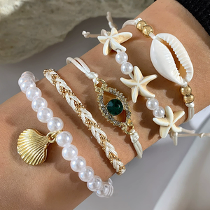 Fashion Beach Starfish Shell Pearl Alloy <strong>Bead</strong> <strong>Bracelet</strong> Wholesale <strong>Bracelet</strong> Wholesale N95282 - Product Image 2