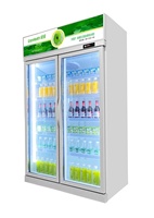 Réfrigérateur commercial à double porte avec porte en verre pour boissons, refroidissement par air, anti-buée