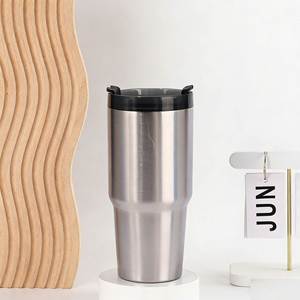 Mug de voyage isotherme 20oz 30oz en acier inoxydable à double paroi avec couvercle, paille et base antidérapante pour boissons chaudes et froides - Product Image 1