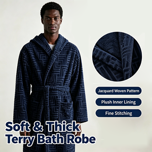 <span class=keywords><strong>Accappatoio</strong></span> <span class=keywords><strong>con</strong></span> <span class=keywords><strong>Cappuccio</strong></span> in 100% Cotone Jacquard, <span class=keywords><strong>Morbido</strong></span>, Spesso e Assorbente, Unisex, per Hotel, Casa, SPA, Logo Personalizzato OEM/ODM - Product Image 1