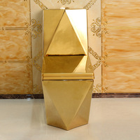 Toilette une pièce en céramique plaquée or en forme de diamant de luxe toilette dorée cuvette de toilette toilette une pièce
