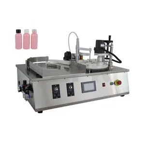 HZPK 5-100ml desktop automatic small bottle oil vial liquid filling and capping machines with Bottle Turntable Feeder