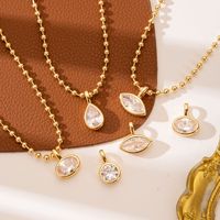 Collier pendentif en cuivre plaqué or 18 carats avec zircone cubique, chaîne à billes délicate, breloques ovales en forme de larme, bijoux de mode pour femmes, vente en gros