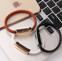 Bracelet en cuir tressé torsadé court de 20cm Câble de bracelet de données de charge USB PD pour iphone Type c / Micro câble de bracelet