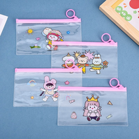 B2 dessin animé sac à fermeture éclair mignon fille stylo sac étudiant papeterie Simple PVC étanche transparent crayon ziplock sac
