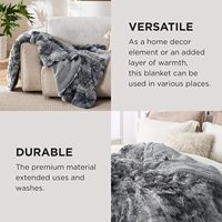 Couverture en fausse fourrure super douce grise confortable, moelleuse et peluche Sherpa tie-dye couverture à poils longs pour canapé-lit canapé hiver
