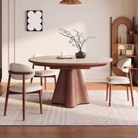 Table à manger ronde extensible de luxe de style mi-siècle en marbre et bois massif, avec chaises, pour 4, 6 ou 8 personnes, meubles de salle à manger, cuisine, maison