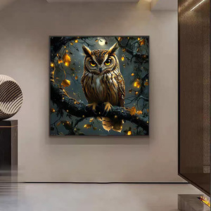 Decorazione Murale in Cristallo e Porcellana a Forma di Gufo 3D, <span class=keywords><strong>Design</strong></span> Moderno e Creativo per <span class=keywords><strong>Soggiorno</strong></span> e Ufficio, Vendita all'Ingrosso - Product Image 2