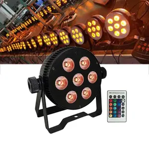 Lampu Par LED 7x8W, lampu RGBW dengan Remote kontrol untuk lampu disko panggung DMX