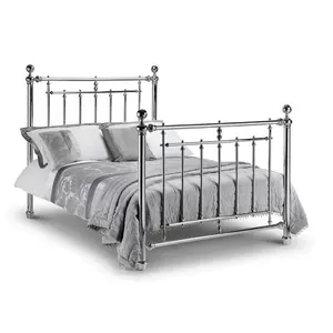 Rainhigh 皇后经典金属镀铬饰面框架卧室舒适 4FT6 双卧室家具双床垫