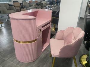 Pequeño 120/150/180cm MDF <span class=keywords><strong>Boutique</strong></span> mostrador de recepción escritorio Rosa Blanco verde para tienda escuela <span class=keywords><strong>Spa</strong></span> Hospital salón de belleza - Product Image 3
