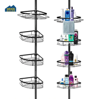 Étagère d'angle rotative WEKIS moderne télescopique écologique à 4 niveaux en fer chromé sans perçage pour salon
