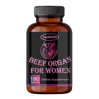 Complément Alimentaire pour Femmes à Base d'Organes de Bœuf : Foie, Moelle Osseuse, Ovaires, Utérus, Trompes de Fallope - 180 Capsules