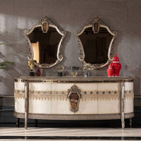 Ensemble de meubles de salle à manger élégant de style néoclassique rococo, table et buffet en laque royale turque pour suite d'hôtel