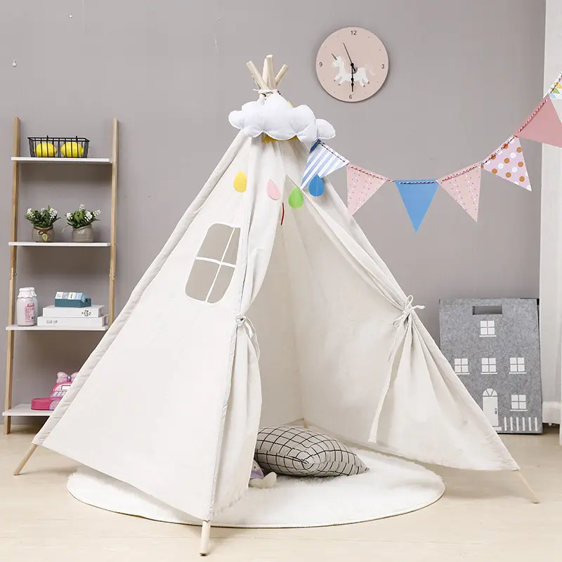 2020 Canvas Indoor Indian Teepee Houten Kinderen Spelen Tent Kinderen Tepee Voor Kids