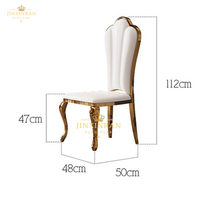Chaise de mariage en acier inoxydable doré, chaises de salle à manger modernes de luxe pour hôtels et événements - Utilisation commerciale durable et résistante à l'eau