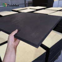 Panel Plafon Akustik Hitam Mineral Wool 600x600 Peredam Suara Tahan Api untuk Restoran dan Lobi