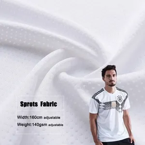 Uniforme de fútbol de alta calidad, tela de malla de mariposa para sublimación, tela de Jersey deportivo de secado