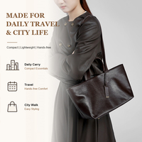 Grand sac fourre-tout en cuir véritable pour femme, sac à main à bandoulière avec poignées supérieures pour le travail et les voyages, fournisseur ODM