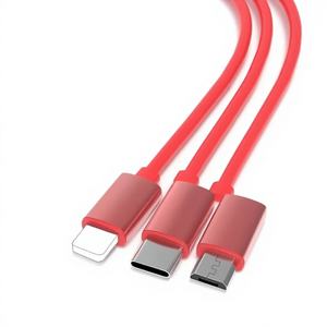 Cavo Dati Retrattile 3-in-1 <span class=keywords><strong>Rosso</strong></span> da 1,2M con Ricarica Rapida 3A Tipo-C per Computer e Dispositivi Mobili - Product Image 4