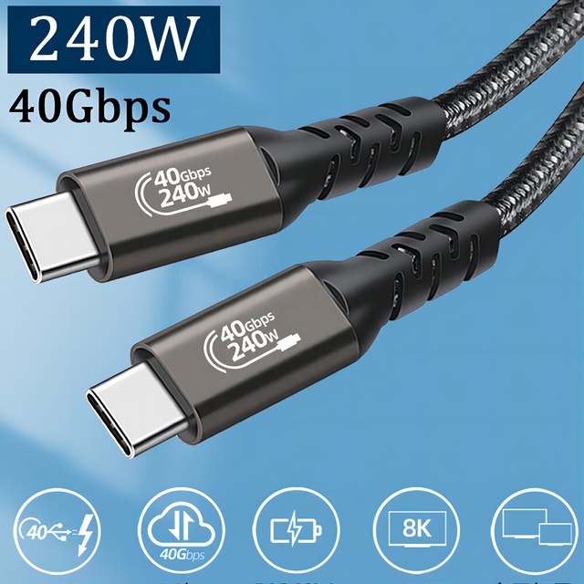 Xput 40Gbps PD 240W USB4.0 Type C Male to Male Cable Fast Charging High Speed Data Transfer Cable for Laptop Monitor Smartphone