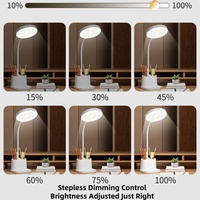 Lampe de bureau LED à trois températures de couleur, protection des yeux, gradation progressive, rechargeable, pour la maison, le bureau et la chambre