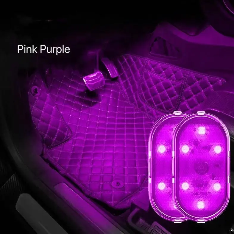 Миниатюрная разноцветная автомобильная лампа, светодиодный аварийный свет, автомобильный внутренний багажник, сенсорный датчик освещения салона автомобиля