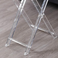 Tables d'appoint pliantes modernes en acrylique pour salon, chambre, hall - Petites tables d'appoint transparentes avec poignée, montage facile, mobilier de maison