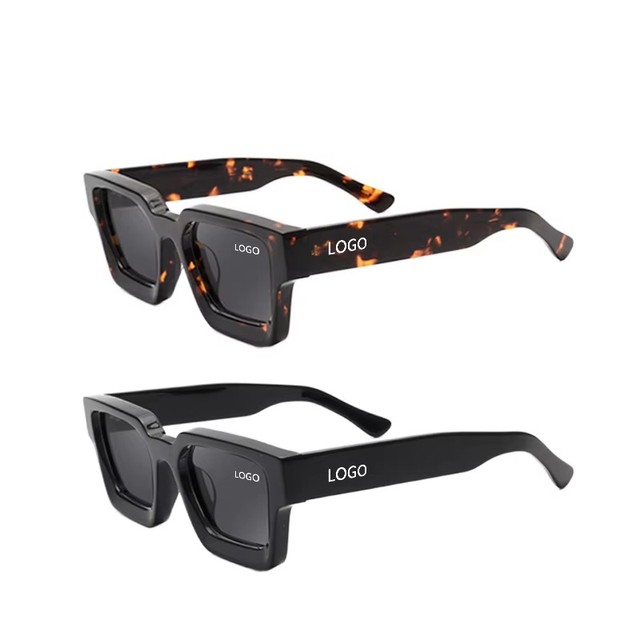 2026 High Quality Custom Logo Polarized Eyewear Retro Luxury Square Thick Acetate Shades Sunglasses for Men and Women