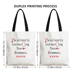 Sac fourre-tout en toile avec citation amusante sur la grammaire : « Je corrige silencieusement votre grammaire », imprimé, réutilisable, sac à bandoulière pour femme, sac de shopping - Product Image 6