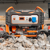 Générateur à essence 4 temps 7kW, 7,5kW max, 445cc, démarrage électrique, châssis ouvert, roues, réservoir de carburant 25L, alimentation de secours domestique, CE, 50/60Hz, autonomie 8h