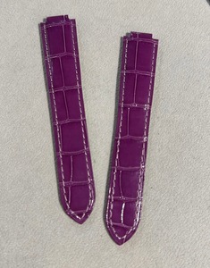 แบรนด์ดีไซเนอร์20มม. แฟชั่นวินเทจอิตาเลียนสายหนังลูกวัวผิวสีแทนเย็บขอบซาติน - Product Image 3