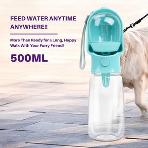 2 in 1 portatile pieghevole per animali domestici tazza di plastica in Silicone Eco Friendly viaggio cane bottiglia per bere con ciotola - Product Image 5