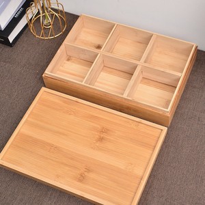 Organisateur de bijoux de bureau en bambou, boîte de rangement à 6 compartiments, style minimaliste pour cosmétiques, rouges à lèvres et accessoires - Product Image 5