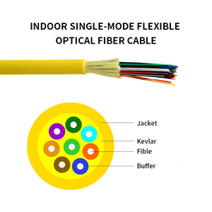 GLGW Indoor Multimode Fiber Optic Cable GJPFJH 4 6 12 24 Core G652 Yellow PVC LSZH Jacket Aramid Yarn <b>Soft</b> <b>Wire</b> - Product Image 3
