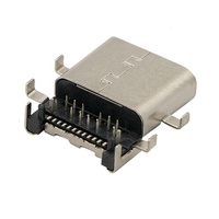 Connecteur femelle Type-C 24 broches, montage encastré 1,98 mm, DIP avant SMT arrière, port de charge rapide USB, montage centralisé 6 broches