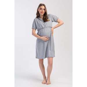 Tunique de maternité pour femme à manches courtes avec design boutonné et taille élastique - Product Image 4