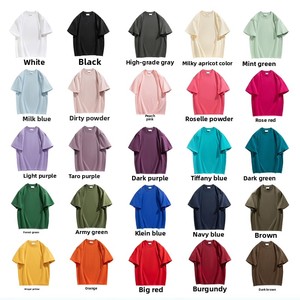 Camiseta de Verano de Manga Corta, 260 g/m², 100% Algodón Tejido, Corte Holgado, Hombros Caídos, Talla Grande, Estilo Urbano - Product Image 5