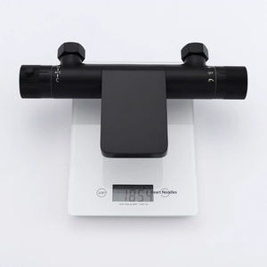 Ducha de mano ajustable y elevable de acero inoxidable negro mate estilo americano para bañera, montaje en superficie, BXW-051 - Product Image 4
