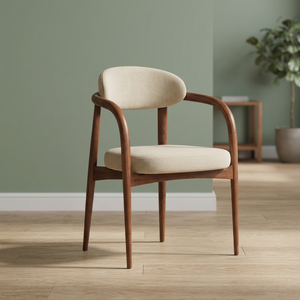 Silla de Comedor Moderna Tapizada en Madera con Asiento y Brazos de Microfibra para Comedores, Hoteles y Hogares - Product Image 3