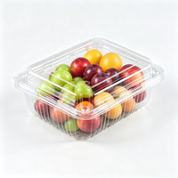 Contenants en PET transparents de qualité alimentaire, jetables, ventilés, type clamshell, pour fruits, avec couvercle, multi-tailles et personnalisables