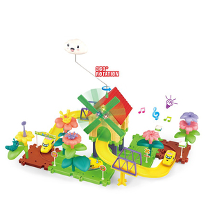 Set de Construcción de Tren Eléctrico Floral con Molino de Viento Giratorio 360°, Luces y Música, para Niños - Product Image 1