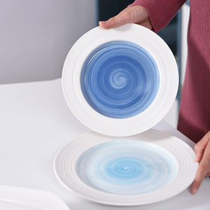 Plato plano de porcelana ecológico de 8/10 pulgadas para Hotel, restaurante, <span class=keywords><strong>Pasta</strong></span> occidental y bistec, plato de cerámica cepillado elegante - Product Image 1