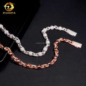 Drop Shipping 8mm popolare stile Hip Hop gioielli ghiacciati fuori 925 <span class=keywords><strong>argento</strong></span> massiccio uomo VVS1 Moissanite diamante Infinity Bead catena sfera - Product Image 6